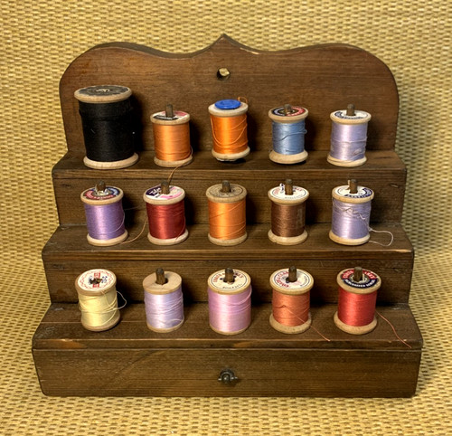 Vintage wood sewing spool - wood,